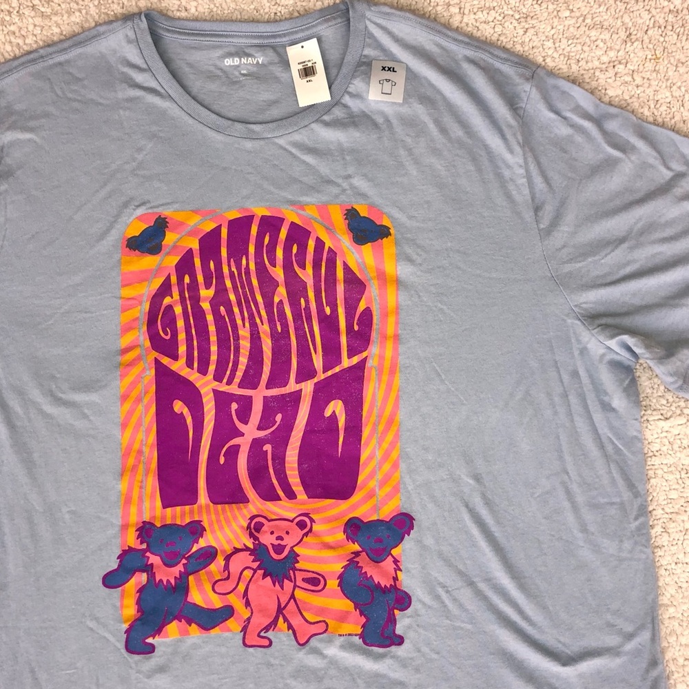 Grateful Dead t-shirt Old Navy light blue XXL unisex NWT graphic tee band logo
